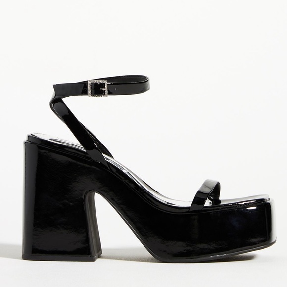 Anthropologie Shoes - Vicenza Black Patent Leather Strappy Platform Heels